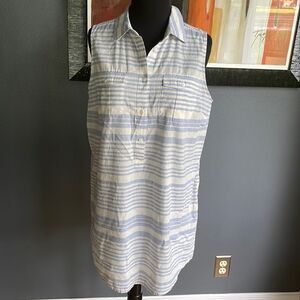 J. Crew blue/white stripe 100% cotton lightweight sleeveless shirt midi. Small